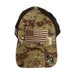 Runs Deep Tactical Camo Mesh Trucker Hat With Embroidered American Flag Mens OS